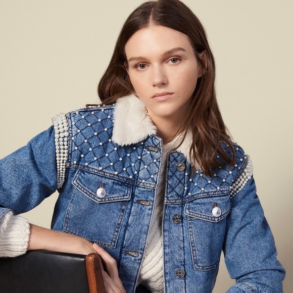 SANDRO DENIM SHERPA JACKET - Picture 5 of 6